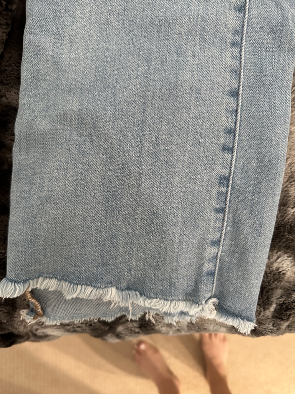 Pinkblush Light Blue Raw Edge Crop Jeans - Picture 4 of 11